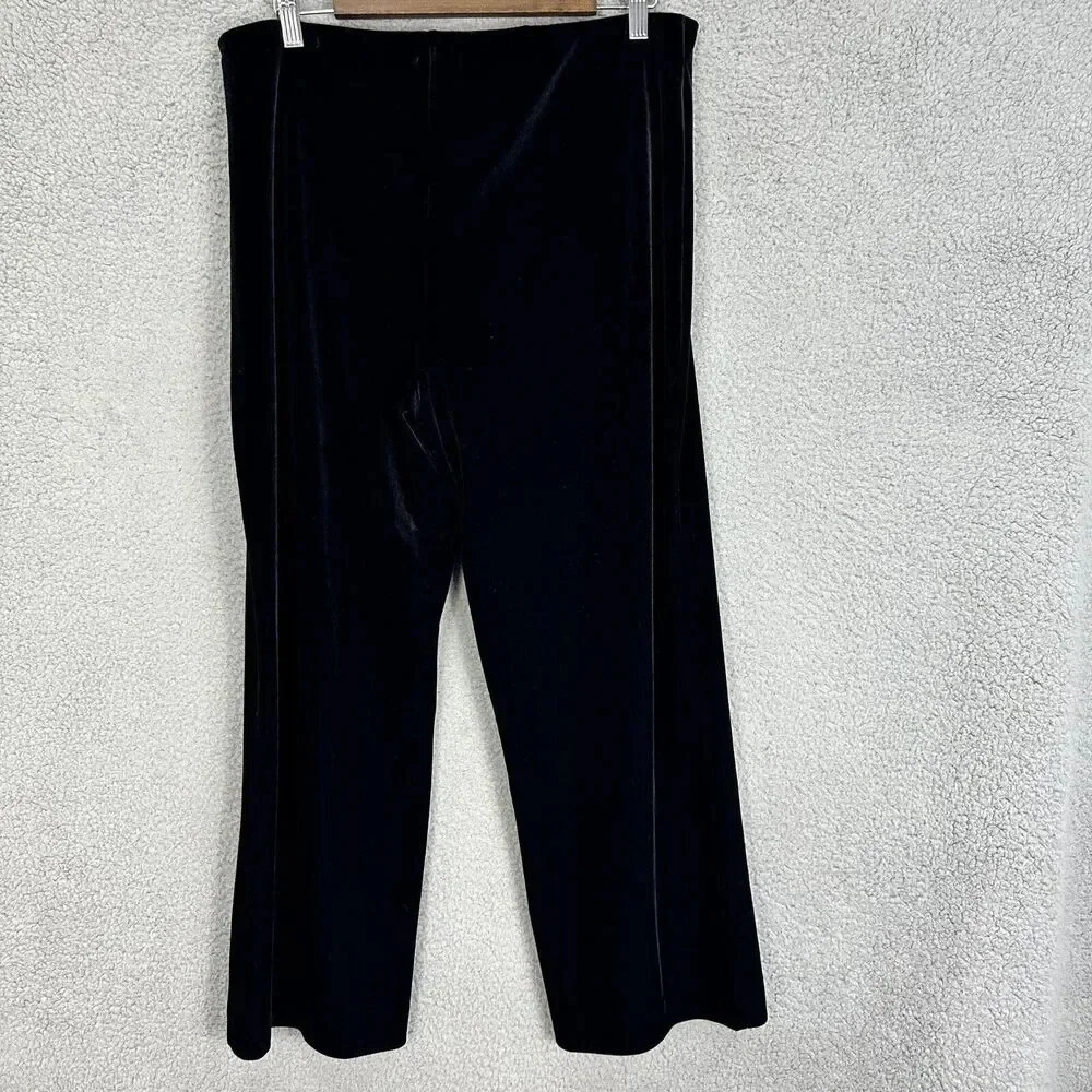 Talbots Pants Womens Large Black Pull On Velvet‎ Straight Leg Event Whimsigoth